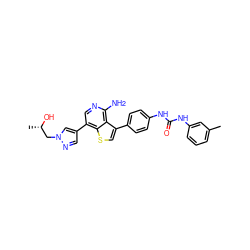 Cc1cccc(NC(=O)Nc2ccc(-c3csc4c(-c5cnn(C[C@H](C)O)c5)cnc(N)c34)cc2)c1 ZINC000063539828