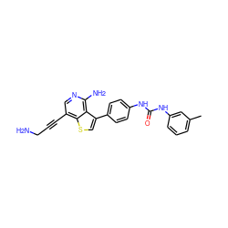 Cc1cccc(NC(=O)Nc2ccc(-c3csc4c(C#CCN)cnc(N)c34)cc2)c1 ZINC000063298198