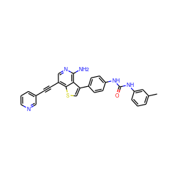 Cc1cccc(NC(=O)Nc2ccc(-c3csc4c(C#Cc5cccnc5)cnc(N)c34)cc2)c1 ZINC000063298197