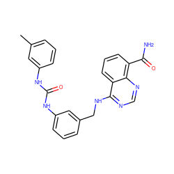 Cc1cccc(NC(=O)Nc2cccc(CNc3ncnc4c(C(N)=O)cccc34)c2)c1 ZINC000114344187