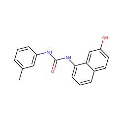 Cc1cccc(NC(=O)Nc2cccc3ccc(O)cc23)c1 ZINC000071340367