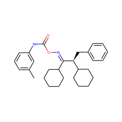 Cc1cccc(NC(=O)O/N=C(\C2CCCCC2)[C@@H](Cc2ccccc2)C2CCCCC2)c1 ZINC000058506125