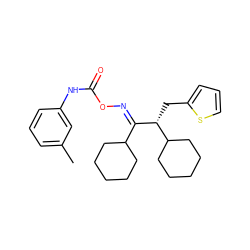 Cc1cccc(NC(=O)O/N=C(\C2CCCCC2)[C@H](Cc2cccs2)C2CCCCC2)c1 ZINC000058506393