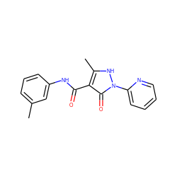 Cc1cccc(NC(=O)c2c(C)[nH]n(-c3ccccn3)c2=O)c1 ZINC000138107966