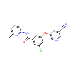 Cc1cccc(NC(=O)c2cc(Cl)cc(Oc3cncc(C#N)c3)c2)n1 ZINC000096939151