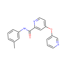 Cc1cccc(NC(=O)c2cc(Oc3cccnc3)ccn2)c1 ZINC000167511596