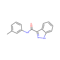 Cc1cccc(NC(=O)c2n[nH]c3ccccc23)c1 ZINC000001425351