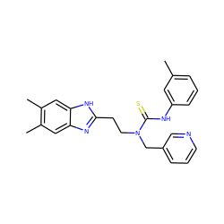 Cc1cccc(NC(=S)N(CCc2nc3cc(C)c(C)cc3[nH]2)Cc2cccnc2)c1 ZINC000001360798