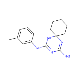 Cc1cccc(NC2=NC(N)=NC3(CCCCC3)N2)c1 ZINC000000203739