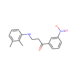 Cc1cccc(NCCC(=O)c2cccc([N+](=O)[O-])c2)c1C ZINC000000446278