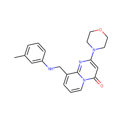 Cc1cccc(NCc2cccn3c(=O)cc(N4CCOCC4)nc23)c1 ZINC000473130940