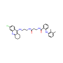 Cc1cccc(Nc2ccccc2C(=O)NCCC(=O)NCCCNc2c3c(nc4cc(Cl)ccc24)CCCC3)c1C ZINC000169324451