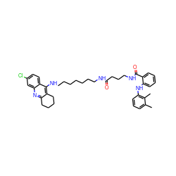 Cc1cccc(Nc2ccccc2C(=O)NCCCC(=O)NCCCCCCCNc2c3c(nc4cc(Cl)ccc24)CCCC3)c1C ZINC000096271288