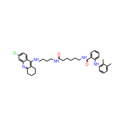 Cc1cccc(Nc2ccccc2C(=O)NCCCCCC(=O)NCCCCNc2c3c(nc4cc(Cl)ccc24)CCCC3)c1C ZINC000096271295