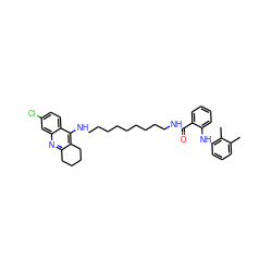 Cc1cccc(Nc2ccccc2C(=O)NCCCCCCCCCNc2c3c(nc4cc(Cl)ccc24)CCCC3)c1C ZINC000096271285