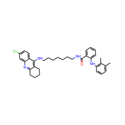 Cc1cccc(Nc2ccccc2C(=O)NCCCCCCCNc2c3c(nc4cc(Cl)ccc24)CCCC3)c1C ZINC000096271290