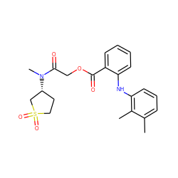 Cc1cccc(Nc2ccccc2C(=O)OCC(=O)N(C)[C@@H]2CCS(=O)(=O)C2)c1C ZINC000008666138