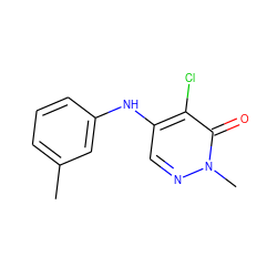 Cc1cccc(Nc2cnn(C)c(=O)c2Cl)c1 ZINC001772573824