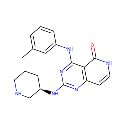 Cc1cccc(Nc2nc(N[C@@H]3CCCNC3)nc3cc[nH]c(=O)c23)c1 ZINC000045324203