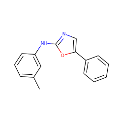 Cc1cccc(Nc2ncc(-c3ccccc3)o2)c1 ZINC000013611268