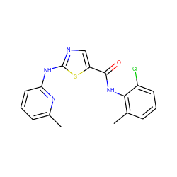 Cc1cccc(Nc2ncc(C(=O)Nc3c(C)cccc3Cl)s2)n1 ZINC000014952169