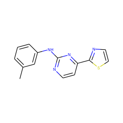 Cc1cccc(Nc2nccc(-c3nccs3)n2)c1 ZINC000040891888