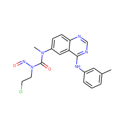 Cc1cccc(Nc2ncnc3ccc(N(C)C(=O)N(CCCl)N=O)cc23)c1 ZINC000034800069