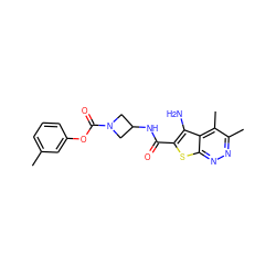 Cc1cccc(OC(=O)N2CC(NC(=O)c3sc4nnc(C)c(C)c4c3N)C2)c1 ZINC000205500213