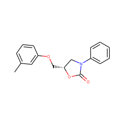 Cc1cccc(OC[C@@H]2CN(c3ccccc3)C(=O)O2)c1 ZINC000049784158