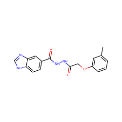 Cc1cccc(OCC(=O)NNC(=O)c2ccc3[nH]cnc3c2)c1 ZINC000032971038