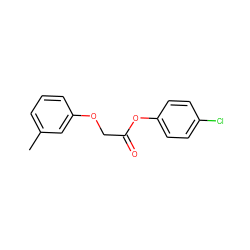 Cc1cccc(OCC(=O)Oc2ccc(Cl)cc2)c1 ZINC000000358993