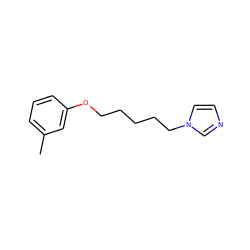 Cc1cccc(OCCCCCn2ccnc2)c1 ZINC000002493396