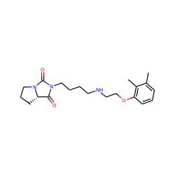 Cc1cccc(OCCNCCCCN2C(=O)[C@@H]3CCCN3C2=O)c1C ZINC000096933066