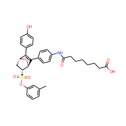 Cc1cccc(OS(=O)(=O)[C@@H]2C[C@H]3O[C@H]2C(c2ccc(NC(=O)CCCCCCC(=O)O)cc2)=C3c2ccc(O)cc2)c1 ZINC000473087569