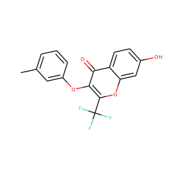 Cc1cccc(Oc2c(C(F)(F)F)oc3cc(O)ccc3c2=O)c1 ZINC000005730717