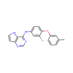 Cc1cccc(Oc2ccc(Nc3ncnc4cc[nH]c34)cc2Cl)c1 ZINC000073167167