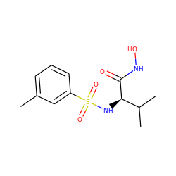 Cc1cccc(S(=O)(=O)N[C@@H](C(=O)NO)C(C)C)c1 ZINC000014946064