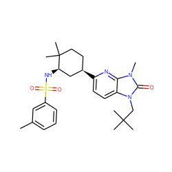 Cc1cccc(S(=O)(=O)N[C@@H]2C[C@H](c3ccc4c(n3)n(C)c(=O)n4CC(C)(C)C)CCC2(C)C)c1 ZINC000145356000