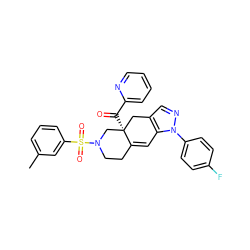 Cc1cccc(S(=O)(=O)N2CCC3=Cc4c(cnn4-c4ccc(F)cc4)C[C@]3(C(=O)c3ccccn3)C2)c1 ZINC000142103944