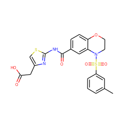 Cc1cccc(S(=O)(=O)N2CCOc3ccc(C(=O)Nc4nc(CC(=O)O)cs4)cc32)c1 ZINC000114516098