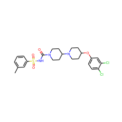 Cc1cccc(S(=O)(=O)NC(=O)N2CCC(N3CCC(Oc4ccc(Cl)c(Cl)c4)CC3)CC2)c1 ZINC000095553411