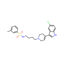 Cc1cccc(S(=O)(=O)NCCCCN2CC=C(c3c[nH]c4ccc(Cl)cc34)CC2)c1 ZINC000114603448