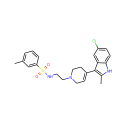 Cc1cccc(S(=O)(=O)NCCN2CC=C(c3c(C)[nH]c4ccc(Cl)cc34)CC2)c1 ZINC000114602462