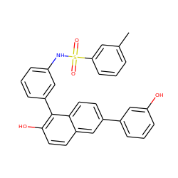 Cc1cccc(S(=O)(=O)Nc2cccc(-c3c(O)ccc4cc(-c5cccc(O)c5)ccc34)c2)c1 ZINC000084711689