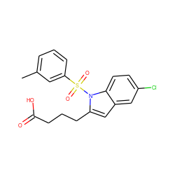 Cc1cccc(S(=O)(=O)n2c(CCCC(=O)O)cc3cc(Cl)ccc32)c1 ZINC001772600051