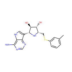 Cc1cccc(SC[C@@H]2N[C@H](c3c[nH]c4c(N)ncnc34)[C@@H](O)[C@@H]2O)c1 ZINC000026970465