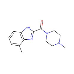 Cc1cccc2[nH]c(C(=O)N3CCN(C)CC3)nc12 ZINC000013678207