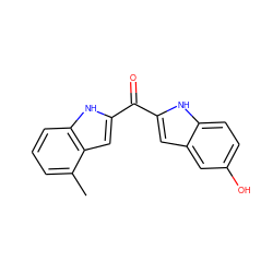 Cc1cccc2[nH]c(C(=O)c3cc4cc(O)ccc4[nH]3)cc12 ZINC000013687732