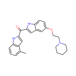 Cc1cccc2[nH]c(C(=O)c3cc4cc(OCCN5CCCCC5)ccc4[nH]3)cc12 ZINC000013703779