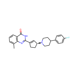 Cc1cccc2c(=O)[nH]c(C3=C[C@@H](N4CCC(c5ccc(F)cc5)CC4)CC3)nc12 ZINC000028954762